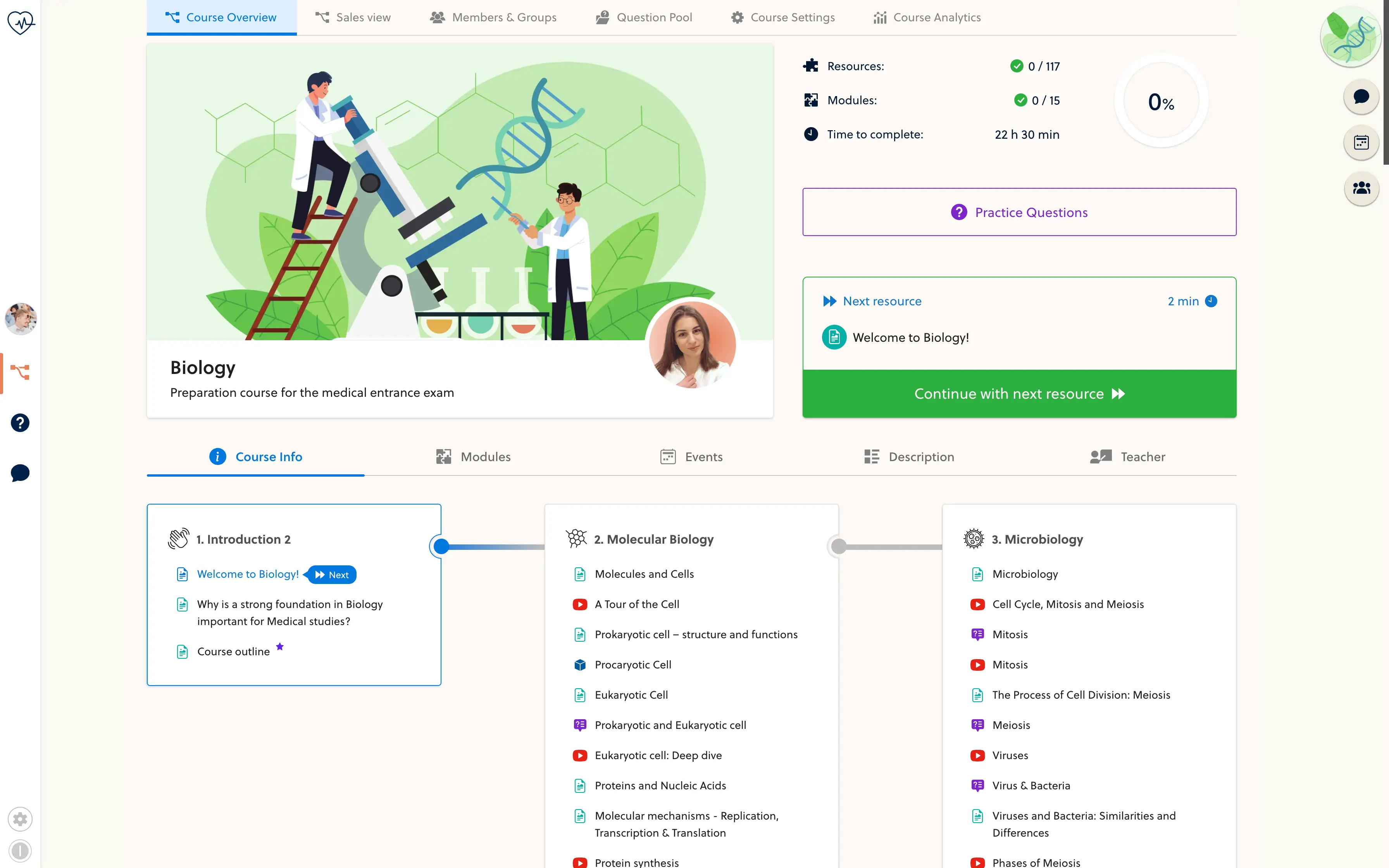 Desktop course overview placeholder