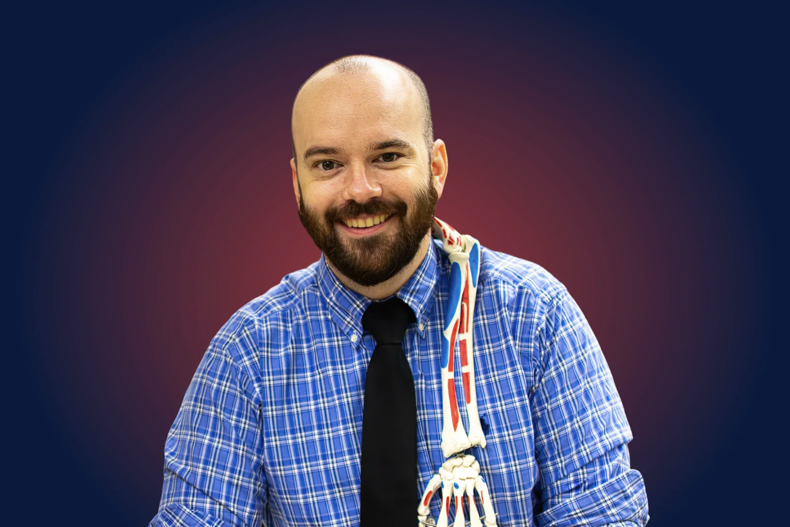 Justin Siebert, creator of Siebert Science, with an anatomy teaching model